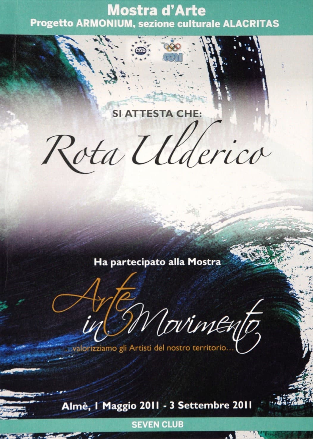 Locandina della mostra Arte in Movimento, Seven Club, Almè (BG) (2)