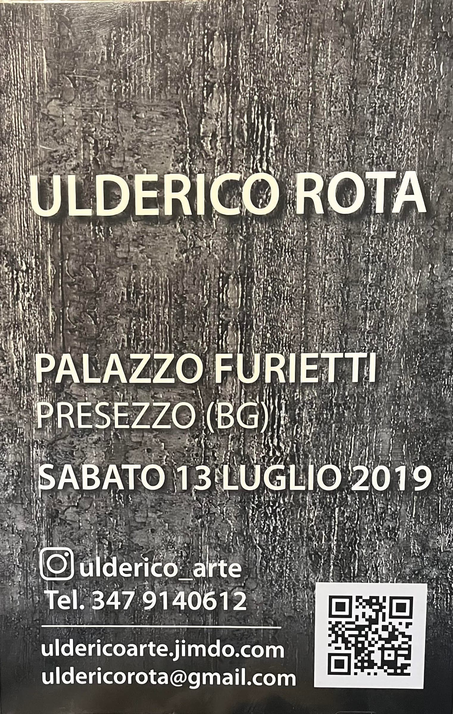 Locandina della mostra Ulderico Rota a Palazzo Furietti, Palazzo Furietti, Presezzo (BG)