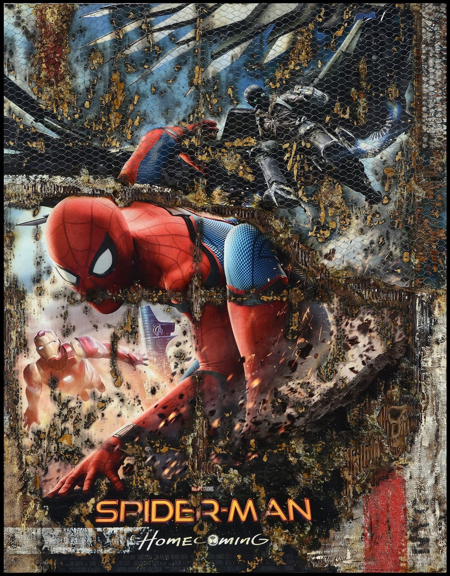 Spider man - home coming, 2023, Tecnica mista su pannello