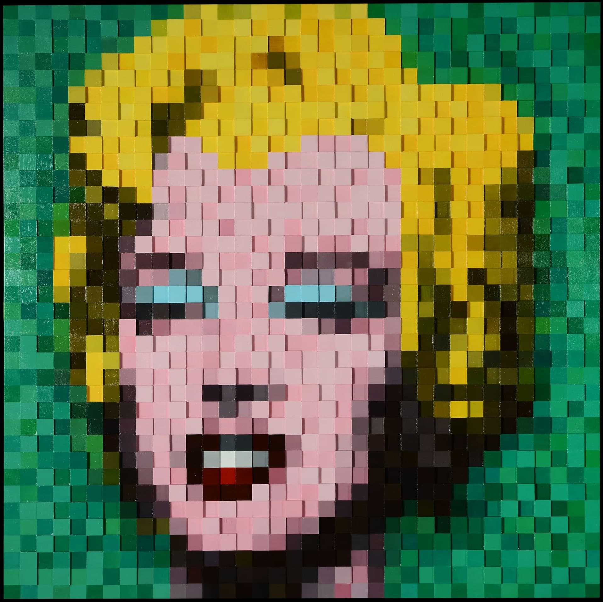 Marilyn, 2024, pixel art 3D su pannello